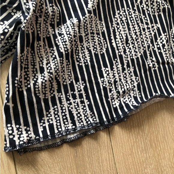 Zara Floral Print Stripe Cropped Long Sleeve Top in Navy & White Size M - Picture 4 of 9